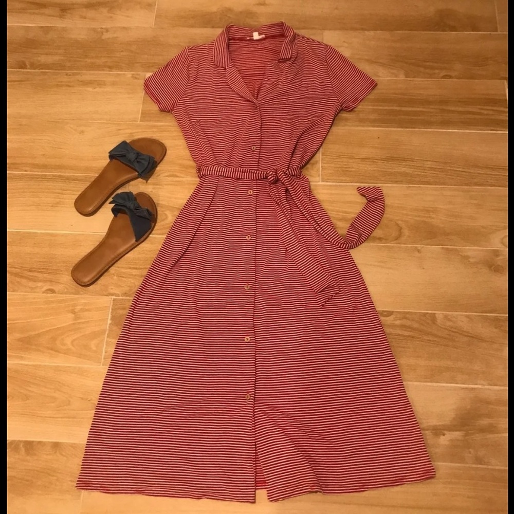 Striped Midi Button Up Dress